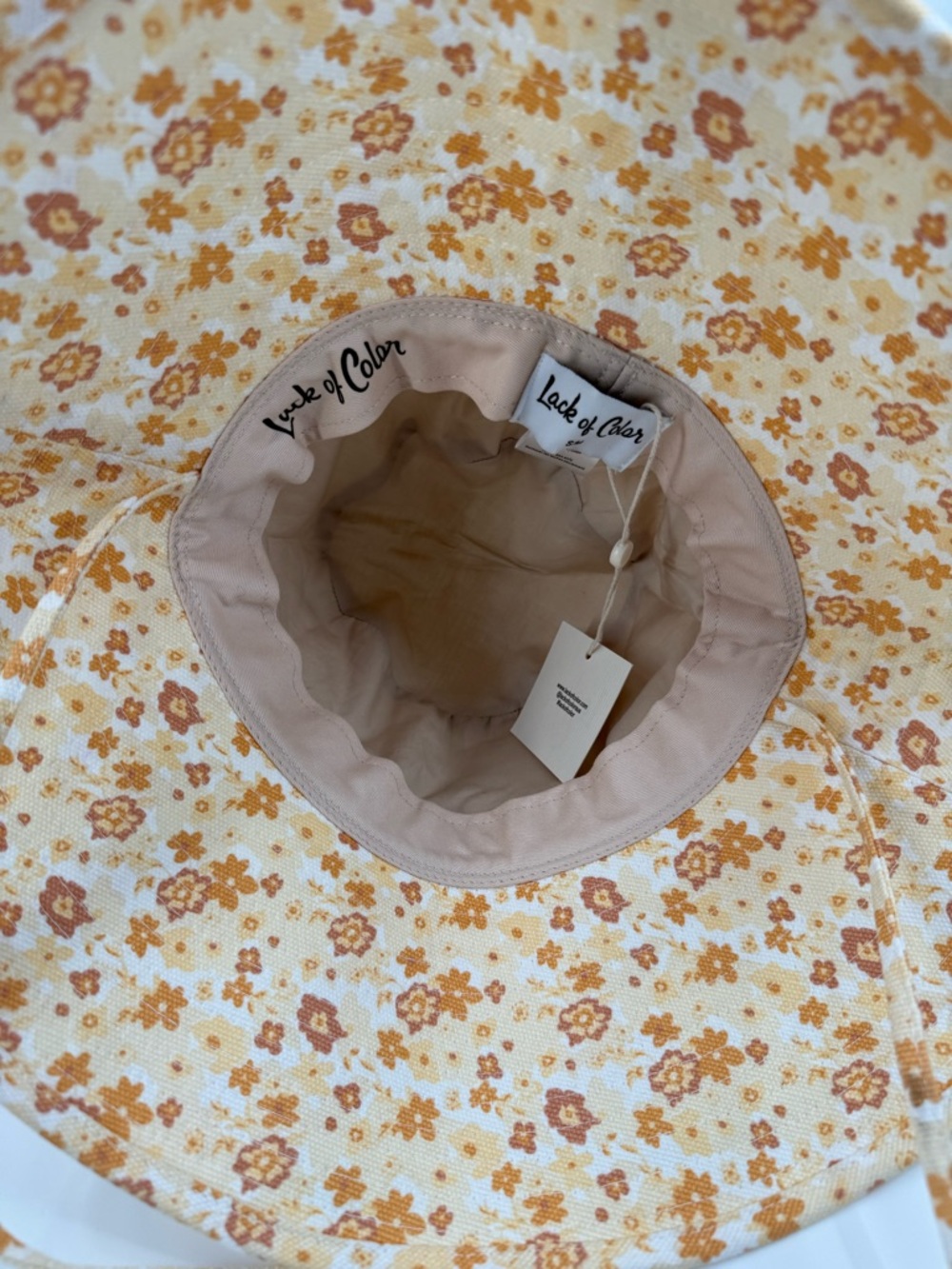 Lack of Color Floral Wide Brim Hat Cream & Orange Daisy Print Sun Hat Boh - Picture 4 of 13